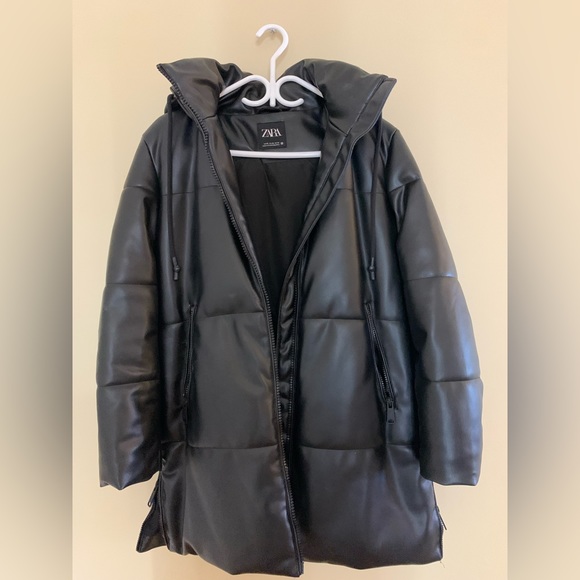 Zara winter coat faux leather. - Picture 2 of 3